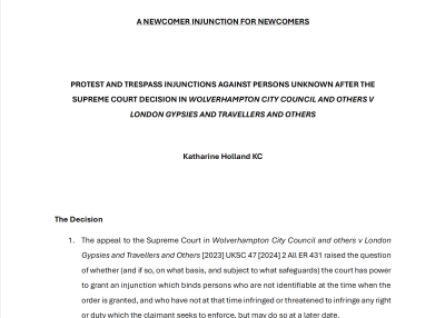 Holland KC, Katharine (26.09.24) Protest And Trespass Injunctions PAPER