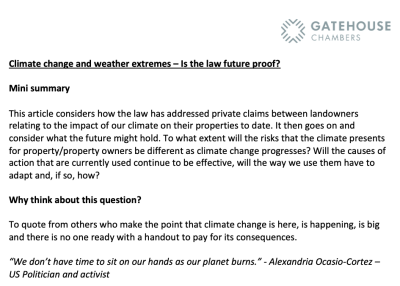 Stevens-Hoare, Brie (26.09.24) Climate change and weather extremes – Is the law future proof? PAPER